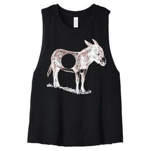 Funny Asshole Donkey Women's Racerback Cropped Tank