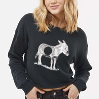 Funny Asshole Donkey Cropped Pullover Crew