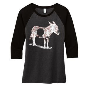 Funny Asshole Donkey Women's Tri-Blend 3/4-Sleeve Raglan Shirt