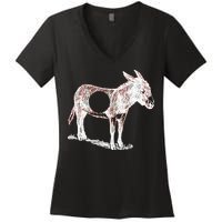 Funny Asshole Donkey Women's V-Neck T-Shirt