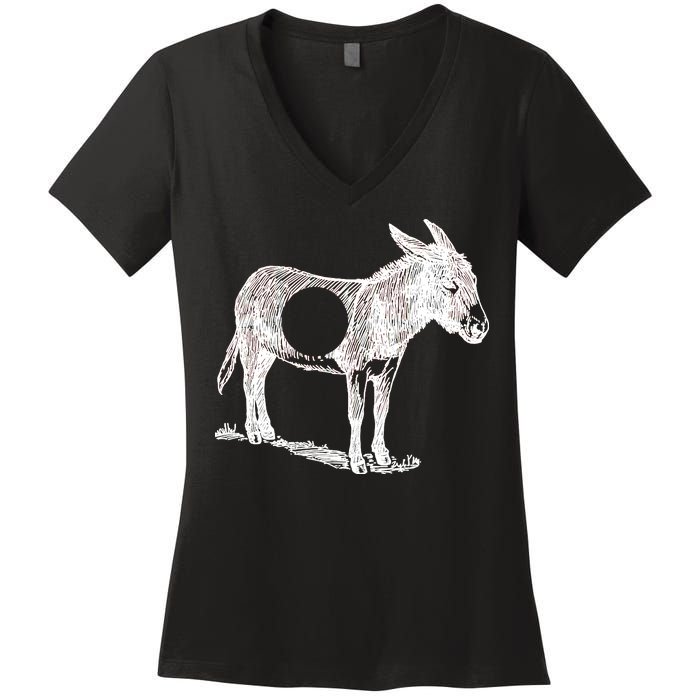 Funny Asshole Donkey Women's V-Neck T-Shirt