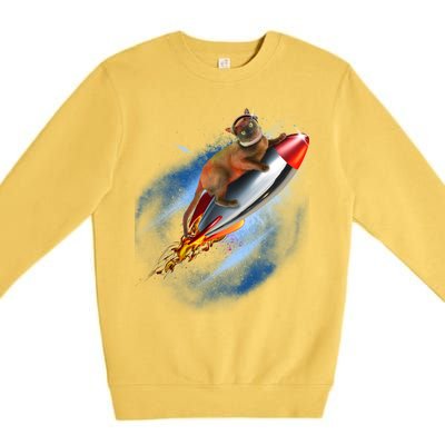 Funny Astronaut Cat Blasting Off In Space Premium Crewneck Sweatshirt