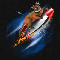 Funny Astronaut Cat Blasting Off In Space Ladies PosiCharge Tri-Blend Wicking Tank