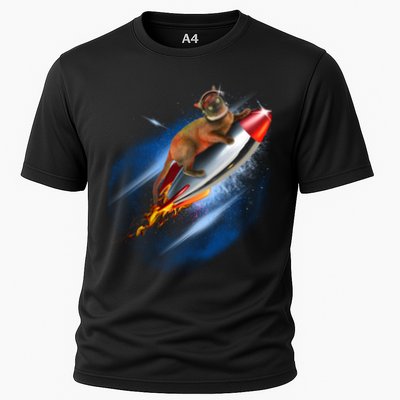 Funny Astronaut Cat Blasting Off In Space Performance Shirt