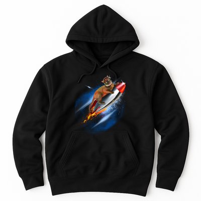 Funny Astronaut Cat Blasting Off In Space Hoodie