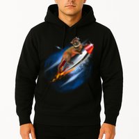 Funny Astronaut Cat Blasting Off In Space Hoodie