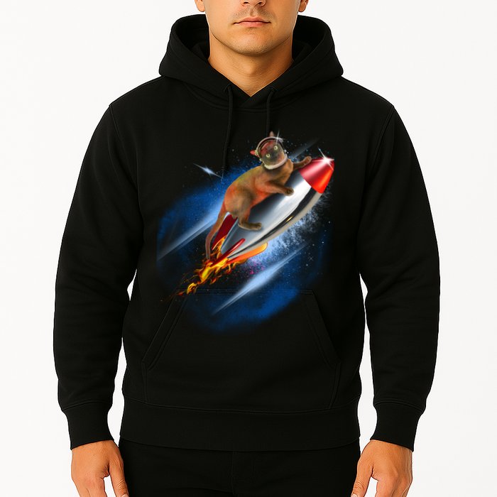 Funny Astronaut Cat Blasting Off In Space Hoodie