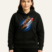 Funny Astronaut Cat Blasting Off In Space Hoodie