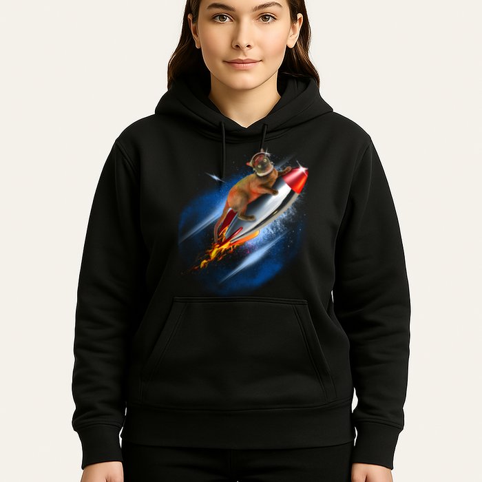 Funny Astronaut Cat Blasting Off In Space Hoodie