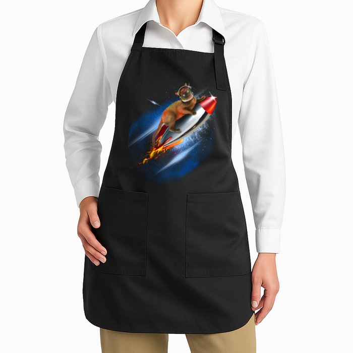 Funny Astronaut Cat Blasting Off In Space Apron