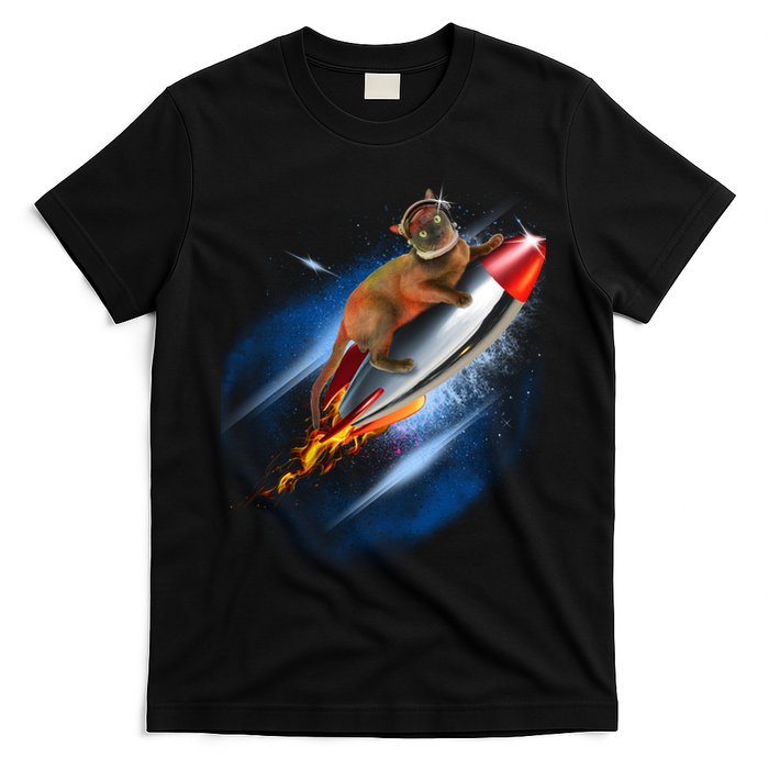 Funny Astronaut Cat Blasting Off In Space T-Shirt
