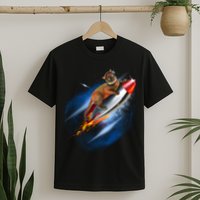 Funny Astronaut Cat Blasting Off In Space T-Shirt
