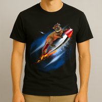 Funny Astronaut Cat Blasting Off In Space T-Shirt
