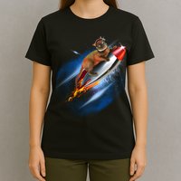 Funny Astronaut Cat Blasting Off In Space T-Shirt