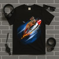Funny Astronaut Cat Blasting Off In Space T-Shirt