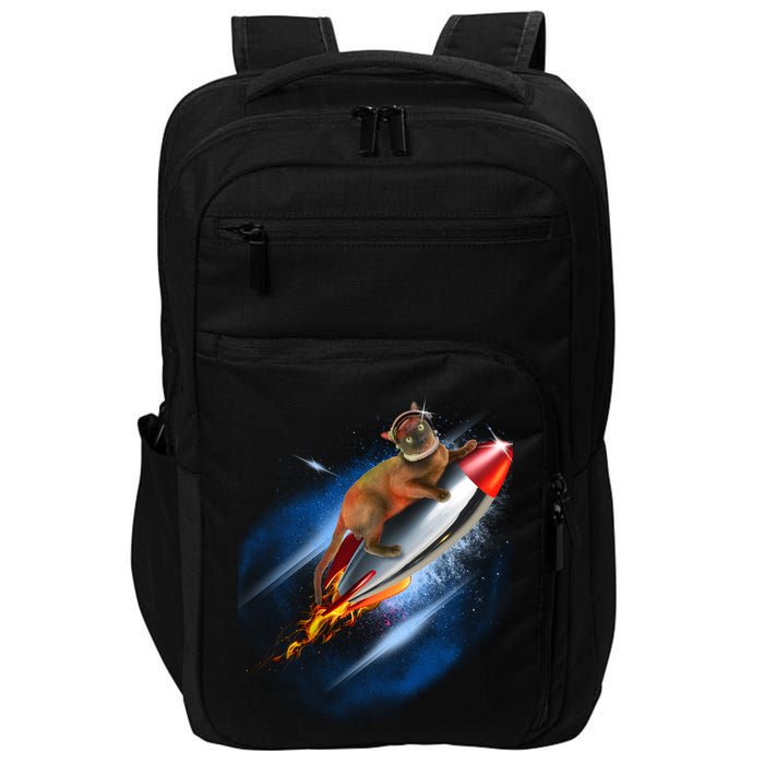 Funny Astronaut Cat Blasting Off In Space Impact Tech Backpack
