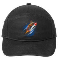 Funny Astronaut Cat Blasting Off In Space 7-Panel Snapback Hat