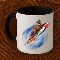 Funny Astronaut Cat Blasting Off In Space Mug