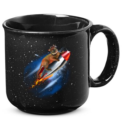 Funny Astronaut Cat Blasting Off In Space 15oz Campfire Ceramic Mug