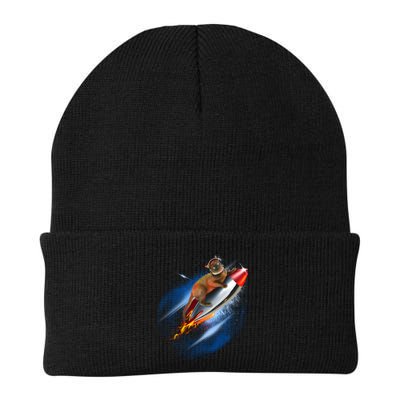 Funny Astronaut Cat Blasting Off In Space Beanie