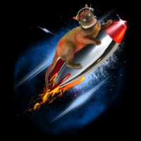 Funny Astronaut Cat Blasting Off In Space Drawstring Bag