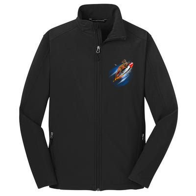 Funny Astronaut Cat Blasting Off In Space Core Soft Shell Jacket