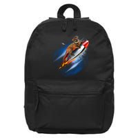 Funny Astronaut Cat Blasting Off In Space 16 in Basic Backpack