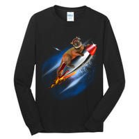 Funny Astronaut Cat Blasting Off In Space Tall Long Sleeve T-Shirt