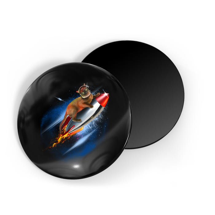 Funny Astronaut Cat Blasting Off In Space Magnet