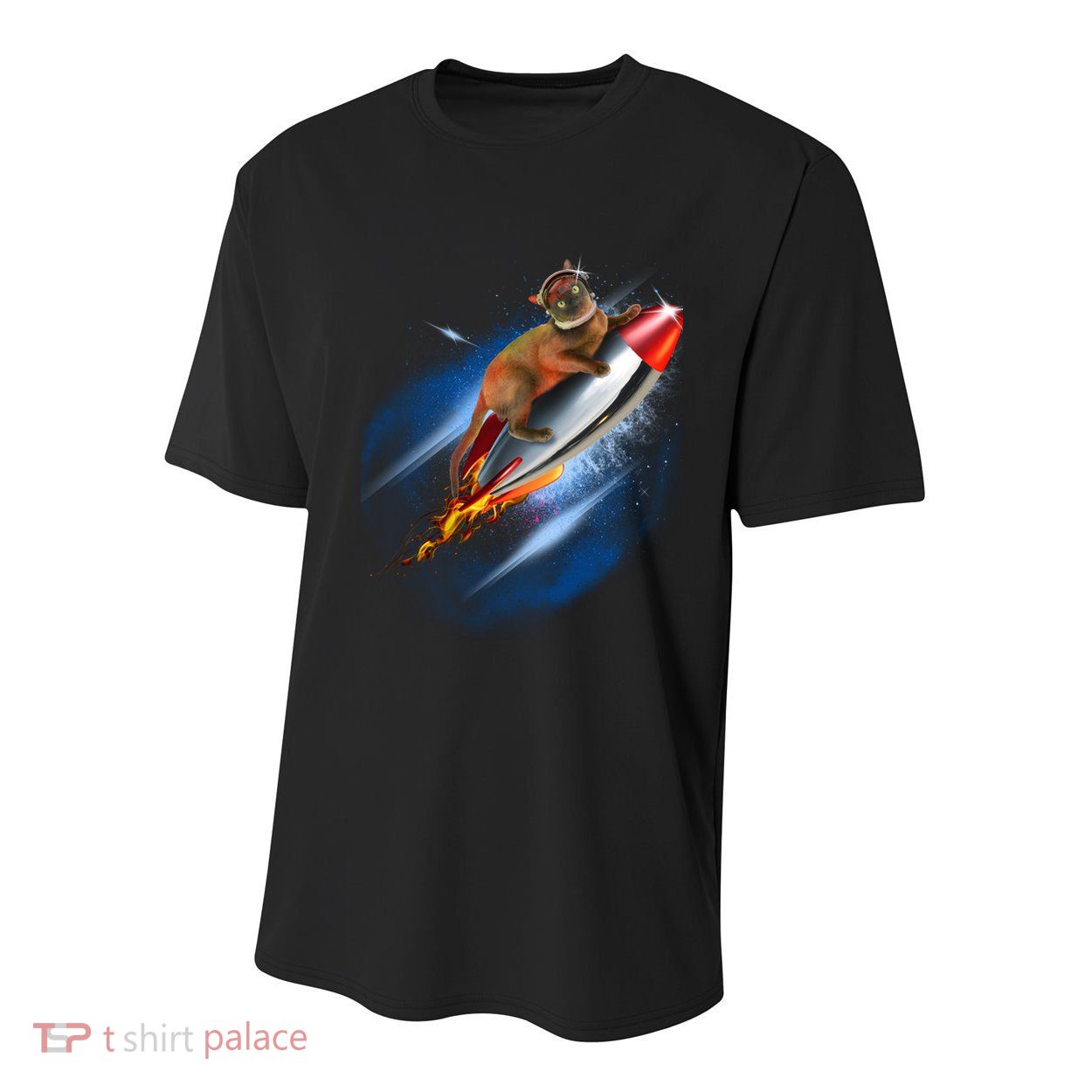 Funny Astronaut Cat Blasting Off In Space Youth Performance Sprint T-Shirt