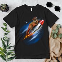 Funny Astronaut Cat Blasting Off In Space Premium T-Shirt