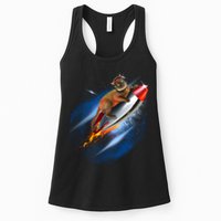 Funny Astronaut Cat Blasting Off In Space Womens Tank Top