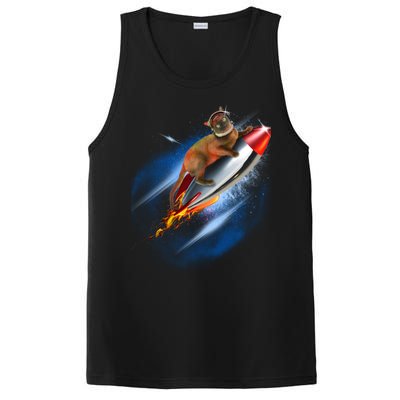 Funny Astronaut Cat Blasting Off In Space PosiCharge Competitor Tank