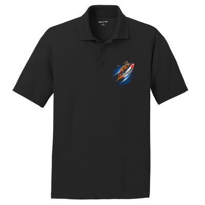 Funny Astronaut Cat Blasting Off In Space PosiCharge RacerMesh Polo