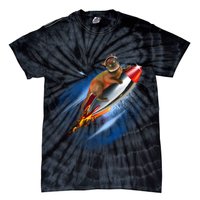 Funny Astronaut Cat Blasting Off In Space Tie-Dye T-Shirt