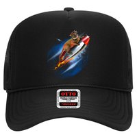 Funny Astronaut Cat Blasting Off In Space Hat