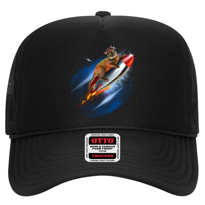 Funny Astronaut Cat Blasting Off In Space Hat
