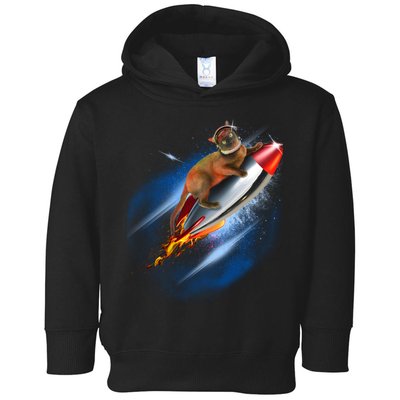 Funny Astronaut Cat Blasting Off In Space Toddler Hoodie