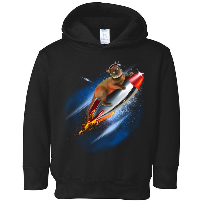 Funny Astronaut Cat Blasting Off In Space Toddler Hoodie