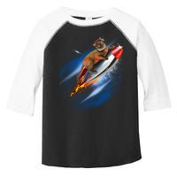 Funny Astronaut Cat Blasting Off In Space Toddler Fine Jersey T-Shirt