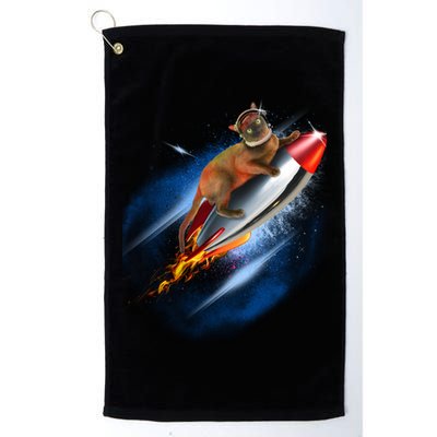 Funny Astronaut Cat Blasting Off In Space Golf Towel