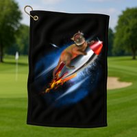 Funny Astronaut Cat Blasting Off In Space Golf Towel