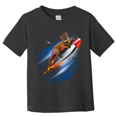 Funny Astronaut Cat Blasting Off In Space Toddler T-Shirt