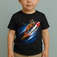Funny Astronaut Cat Blasting Off In Space Toddler T-Shirt