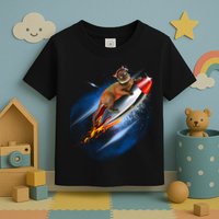 Funny Astronaut Cat Blasting Off In Space Toddler T-Shirt