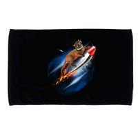 Funny Astronaut Cat Blasting Off In Space Microfiber Hand Towel