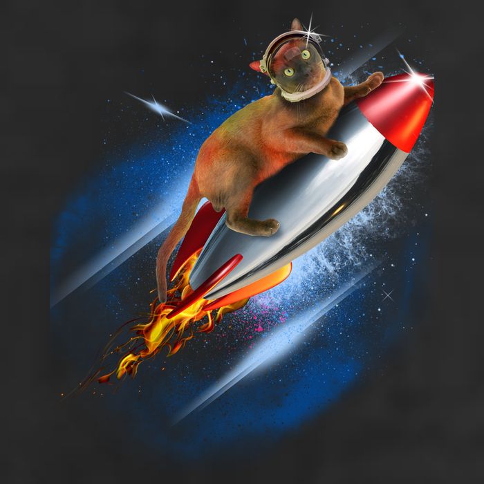 Funny Astronaut Cat Blasting Off In Space Microfiber Hand Towel