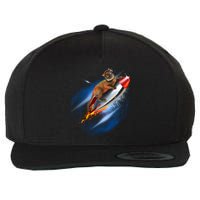 Funny Astronaut Cat Blasting Off In Space Wool Snapback Cap