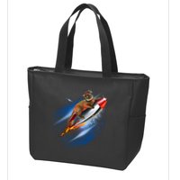 Funny Astronaut Cat Blasting Off In Space Zip Tote Bag