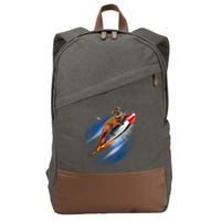 Funny Astronaut Cat Blasting Off In Space Cotton Canvas Backpack